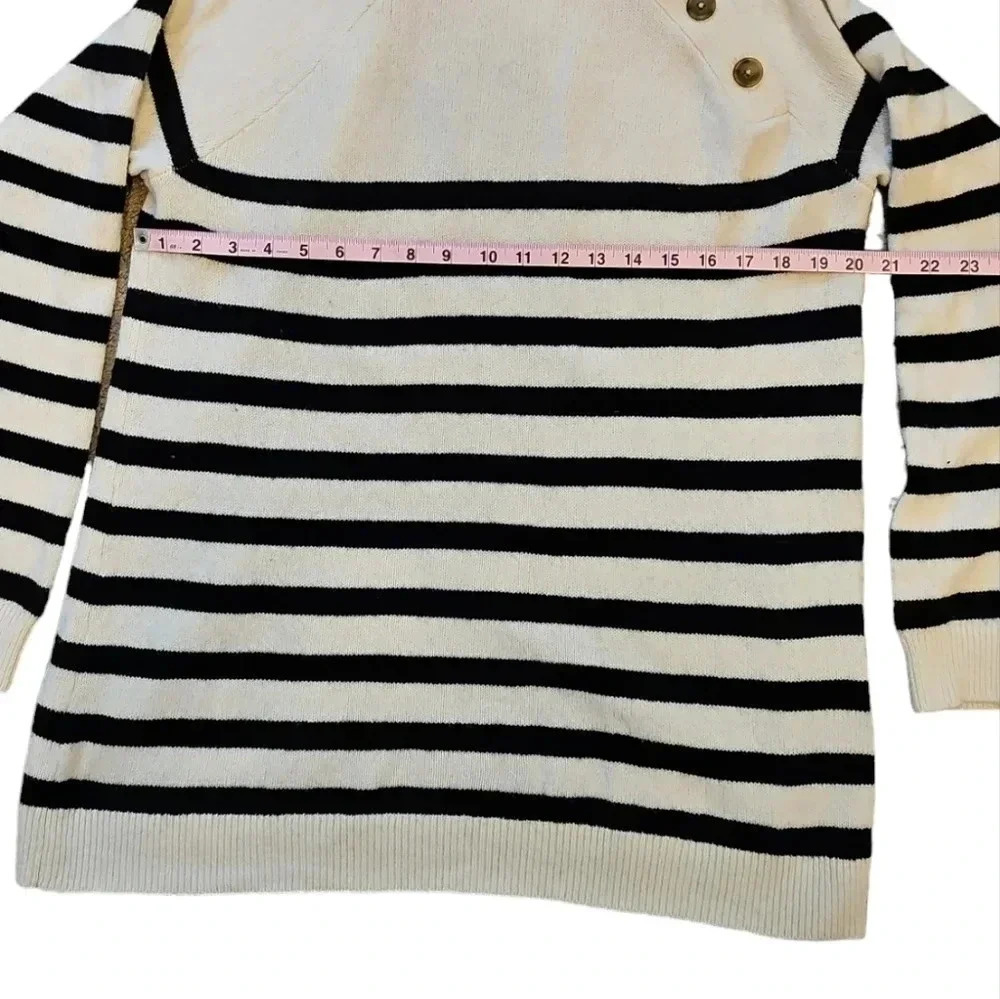 L.L. Bean Signature XL Wool Navy Striped Kingfield Sweater Quiet Luxury Rare - Picture 6 of 7